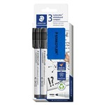 STAEDTLER LUMOCOLOR WHITEBOARD COMPACT BULLET POINT MARKER PLUS ERASER BLACK PACK 2