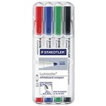STAEDTLER 341 LUMOCOLOR COMPACT WHITEBOARD MARKER BULLET WALLET 4
