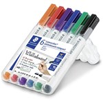 STAEDTLER 341 LUMOCOLOR COMPACT WHITEBOARD MARKER BULLET ASSORTED WALLET 6
