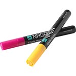 NAGA GLASSBOARD CHALK MARKERS 45MM FLURO ORANGE AND PINK PACK 2
