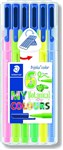 STAEDTLER  TRIPLUS  COLOR FIBRETIP  WALLET OF 6 ASSORTED COLOURS BOTANICAL