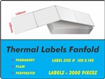 FANFOLD THERMAL LABELS  100mm X 149mm bx2000